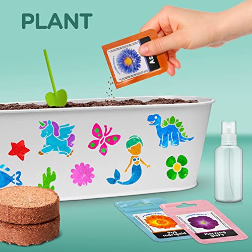 Learn & Climb Arts and Crafts for Kids Ages 6-12, Plant and Decorate Your Own Flower Garden, Kit includes all Supplies & Instructions, Best Craft Project for Girls & Boys