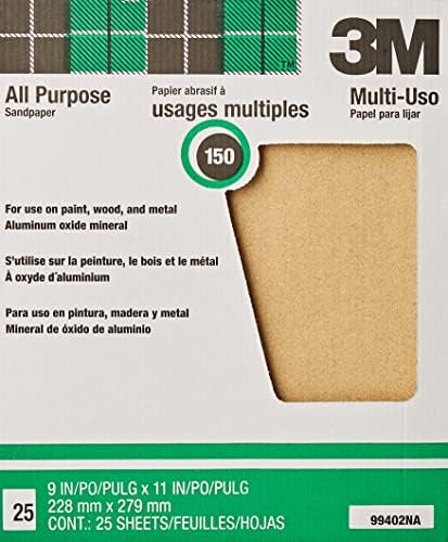 3M Aluminum Oxide Sandpaper Very Fine, 9000NA, 9 in x 11 in, 5/pk