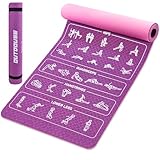 OUTDOUSE Yogamatte Sportmatte–70 aufgedruckte Yoga Posen, rutschfestes TPE-Material, für Gymnastik, Pilates, Zuhause und Reisen, Fitness Mattes für Damen und Herren, Pink-Lila, 183x61x 0,6 cm