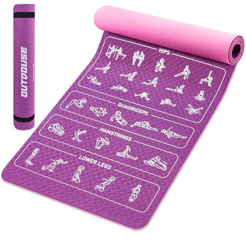 Tapis de yoga OUTDOUSE–70 postures de yoga imprimées, matériau TPE antidérapant, pour la gymnastique, le Pilates, la maison, tapis de fitness pour hommes et femmes, 183x61x0,6cm
