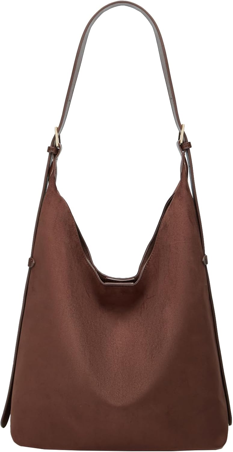 2025 Brown Suede Purse Faux Suede Tote Bag Leather Hobo Bags for Women Slouchy Crossbody Handbag Fall Purse Shoulder Bag