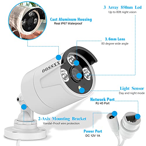 (Hd 3K 5.0Mp & 60 Days Storage) Ai Detected Poe Security Camera Systems, Oossxx 8 Channel Outdoor Surveillance Video System, 4Pcs Ip67 Waterproof Cameras With Audio, 2Tb #TOP6