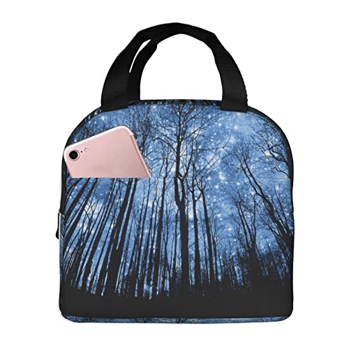XVBCDFG Bolsa de almuerzo Night Sky para oficina al aire libre, papel de aluminio portátil, aislamiento grueso y bolsa Bento para mantener fresco