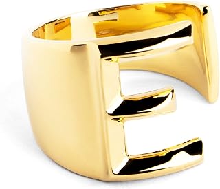 SINGULARU - Personalisierter Signet Letter Ring. Messing mit 18 Kt Vergoldeter Beschichtung. Schmuck für Damen. Buchstabe A-Z.