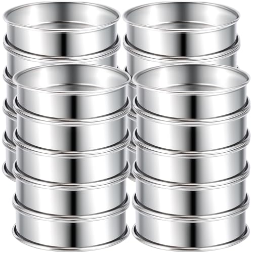 Dyrfolm 20 Pcs English Muffin Rings,3 Inch Stainless Steel Crumpet Rings,Double Rolled Tart Rings,Round Metal Muffin Tart Ring Molds for Home Baking,Kitchen Baking