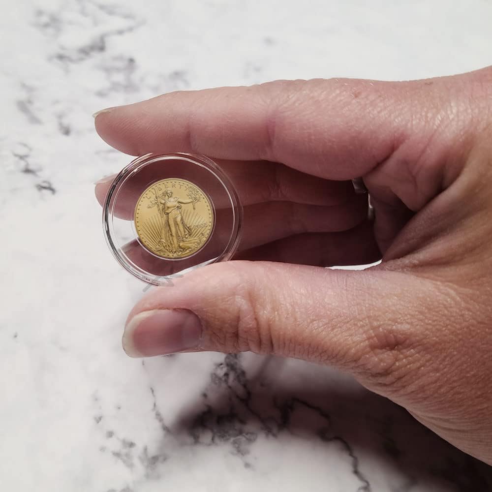 OnFireGuy Coin Capsule Storage Tube & 20 A16 Direct Fit Coin Holders for 1/10oz Gold Eagles (Black Plug Lid)