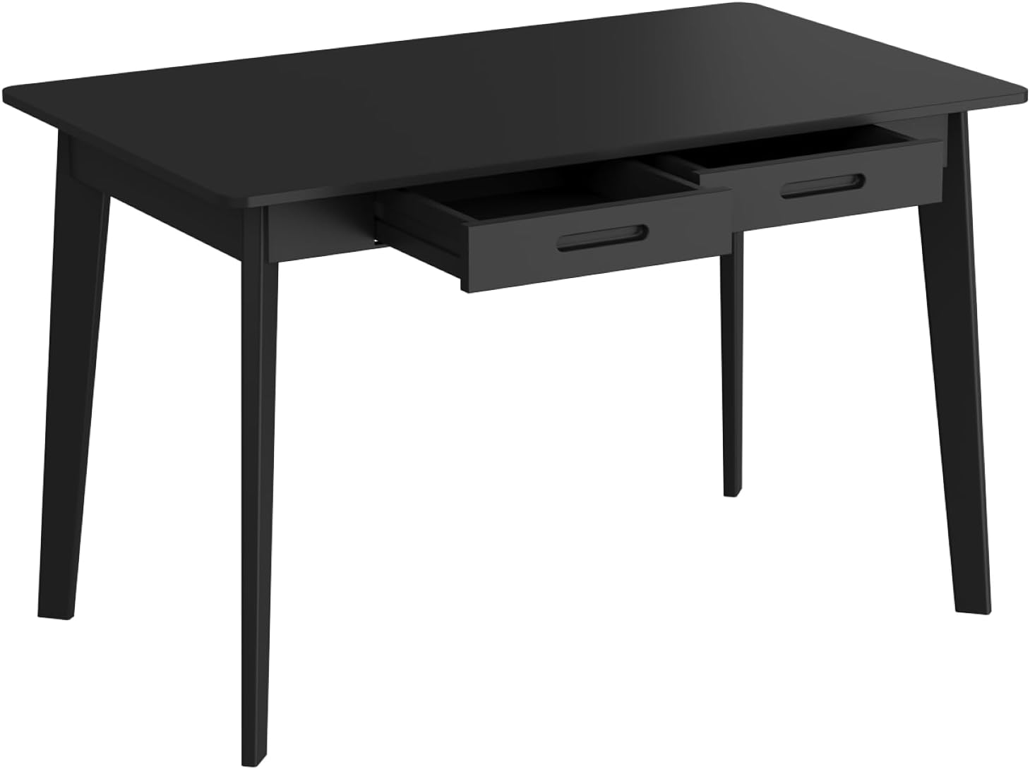 40 Inch Compact Computer Gaming Desk, Black Study Work Office Desk with 2 Storage Drawers, Rectangular Study Reading Table, Simple Computer Writing Table for Home Office, Living Room