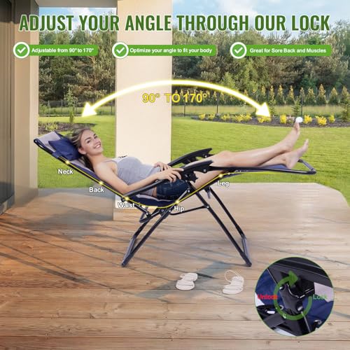 Backyard Expressions Deluxe XL Padded Recliner Zero Gravity Chair – Ergonomic Anti-Gravity Lounger with Folding Design, Side Tray, and Adjustable Headrest by BACKYARD EXPRESSIONS PATIO · HOME · GARDEN - Used condition - Image 4