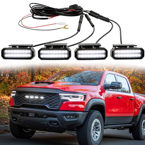 DREAMOTOR 4PCS luces LED para parrilla de auto universal miniatura 1