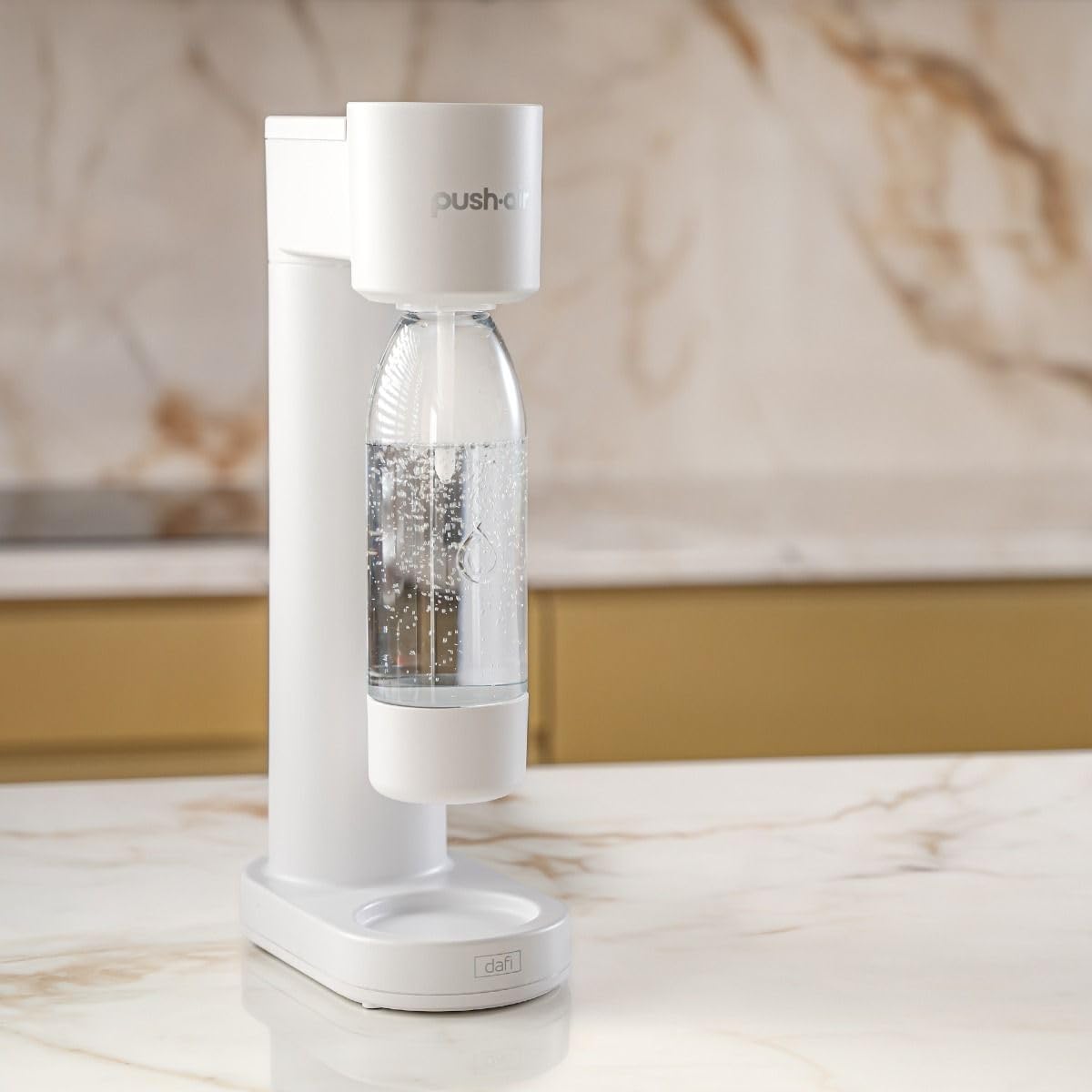 Saturateur d'eau PUSHAIR Dafi siphon blanc + cartouche CO2 + bouteille 0,7 - Eau gazeuse idéale dans votre cuisine, simplicité et fonctionnalité