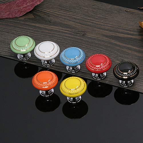 Huamulan 15 Pack Ceramic Knob Simple Dresser Kitchen Round Cabinet Pulls,Zinc Alloy Base Cupboard Wardrobe Drawer Door Handles,3 Size Screws #TOP6