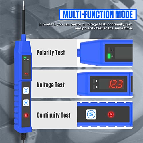 Power Circuit Probe Tester 9-30V Dc Test Light Automotive Temperature Voltage Tester 5 Detection Modes Circuit Tester Polarity Continuity Tester With Led Display, Headlight,43Inch Wire Car Fuse Tester #TOP7