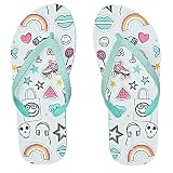 Ataiwee Girl's Flip Flops, Kids Thong Colorful Pink Printed Beach Poolside Slide shoes For Little Ki