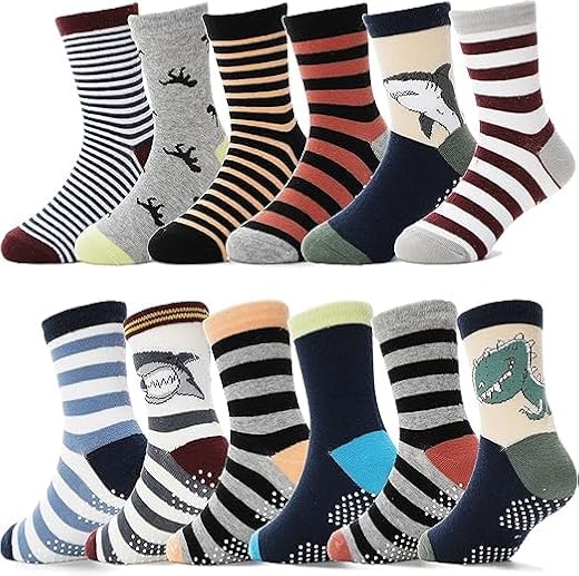 TERI BERI Baby Boys Grips Socks Kids Toddlers Infants Non Slip/Anti Skid Crew Cotton Socks (Multicolor)