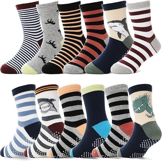 teri beri Baby Boys Grips Socks Kids Toddlers Infants Non Slip/Anti Skid Crew Cotton Socks (Multicolor)-picture-50