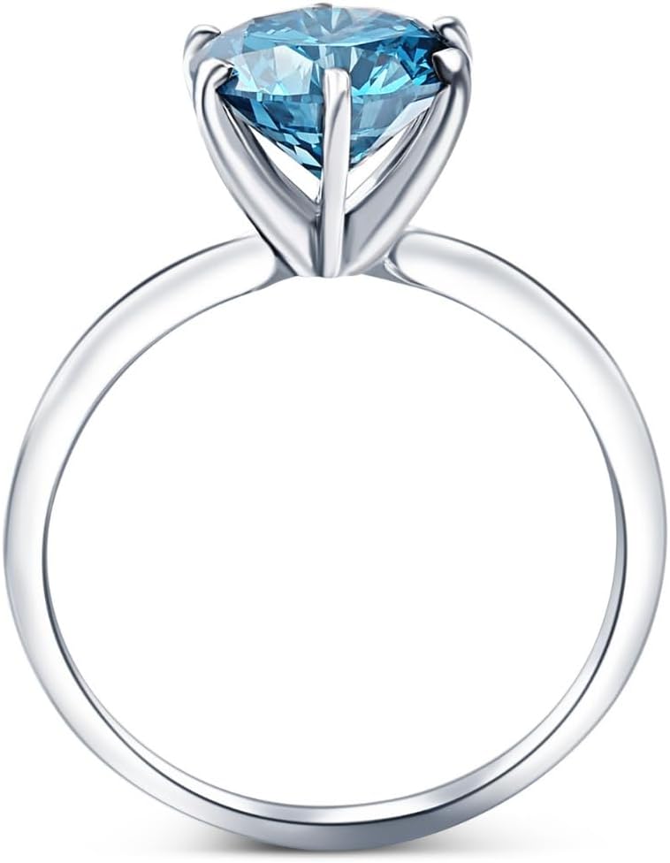 Pompeii 2Ct Blue Diamond Solitaire Engagement Ring in 14k White or Yellow Gold Lab Grown (Blue,VS1-VS2)