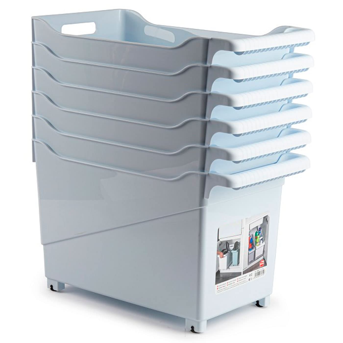 Acan Tradineur - Carrito de plástico Multiusos con Ruedas - Cesta para Diversos usos con Ruedas para moverlo - Cesto para organización y Almacenamiento - N.º 2-28 x 24 x 45 cm - Color: Blanco