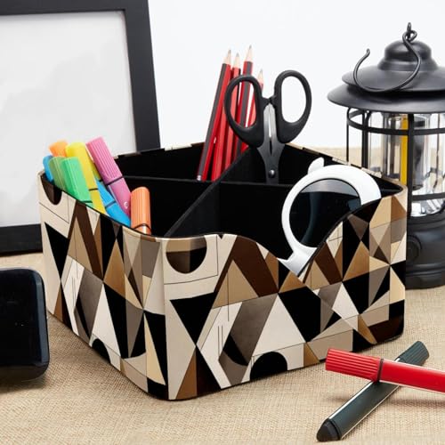 Porte-stylos rectangulaire pour bureau à double compartiment marron - 8