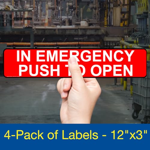 Cartel de salida de emergencia en inglés 12x3 cm adhesivo para señalización de incendios 2