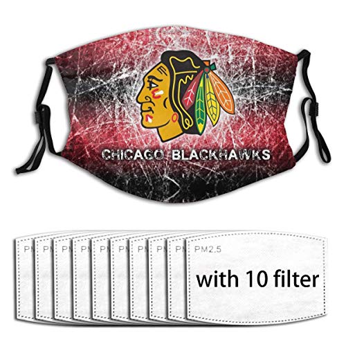 Genrics Cool Reusable Face Cover Washable Balaclava for Chicago City Hockey Fans Print Pattern with 10 Filter