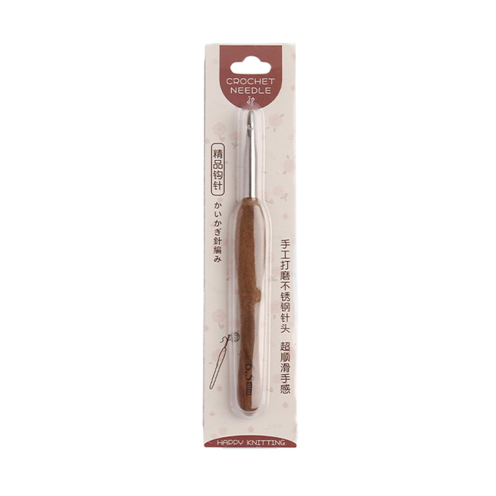 Oxxggkao Stainless Steel Crochet Hook Wooden Handle Needle Beginner Yarn Craft Tool for Knitting Crocheting Craft Wooden Handle