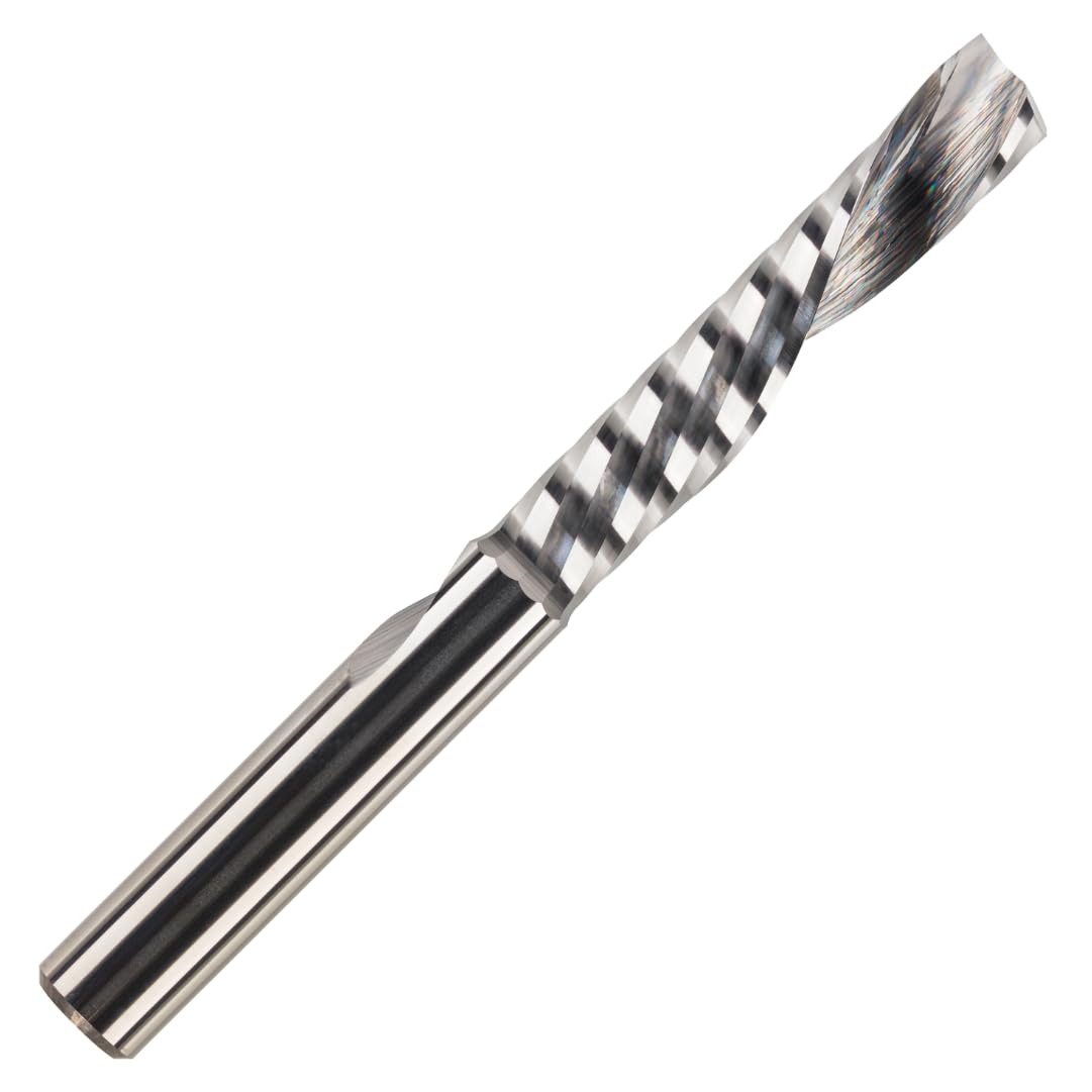 8mm x 52mm Flute x 8mm Shank Solid Carbide Single Flute Down Cut Router Bit – CNC Router Cutter for Wood, MDF, Plywood, Plastic, Aluminium & Composites – Industrial Quality Spiral Bit