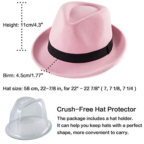 Image of LADYBRO Straw Trilby Fedora Hat for Men Women 1920s Wool Felt Panama 7 1 /4