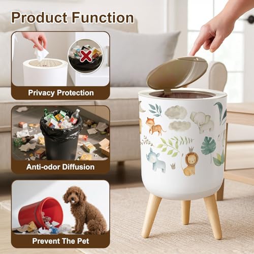 Caneca de basura redonda 7L con tapa y patas miniatura 6