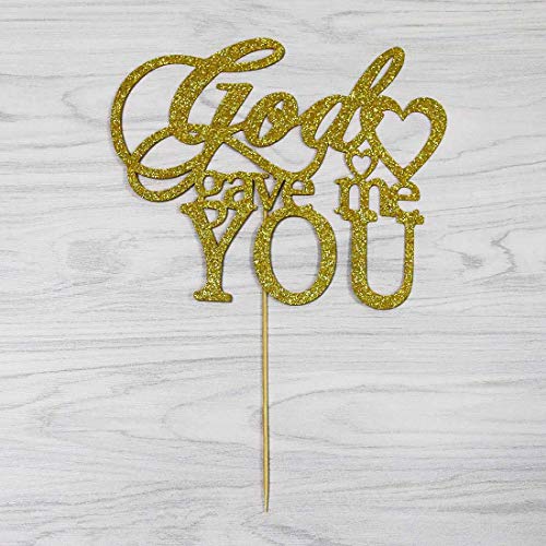 God Gave Me You Cake Topper For Wedding/Engagement/Marriage Party Decorations,Double Sided Gold Glitter #TOP3