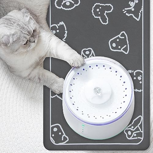 YCT Pet Cat Food Mats for Dog Food Mat, Cat Mat for Food, Pet Dog Cat Feeding Mat Eating Mat Pet Dog Cat Bowl Mats, Non-Slip Super Absorbent, With Multiple cat heads Logo,18.1 x 11.8 inches, Dark Grey - Thumbnail 7