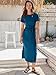 ANRABESS Women's 2025 Summer Maxi Tshirt Dress Short Sleeve Crewneck Tie Waist Casual Slim Fit Slit Spring Long Beach Dresses Cyan Medium