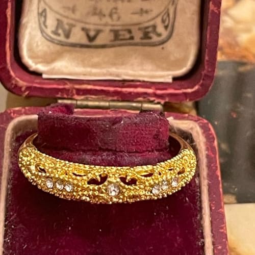 英国 イギリス ヴィンテージ ゴールド 金色 メンズ 透かし リング 25号 指輪 蚤の市 ブロカント ビンテージ アンティーク