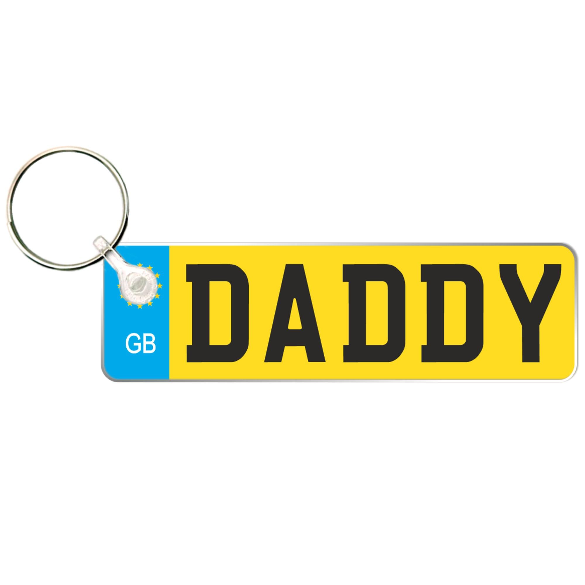 Pixie's Gifts Custom License Plate Keychain - Personalised Number Plate Keyring - Mini Number Plate Key Ring - Name Plate Keychain - Just Passed Milestones (DADDY)