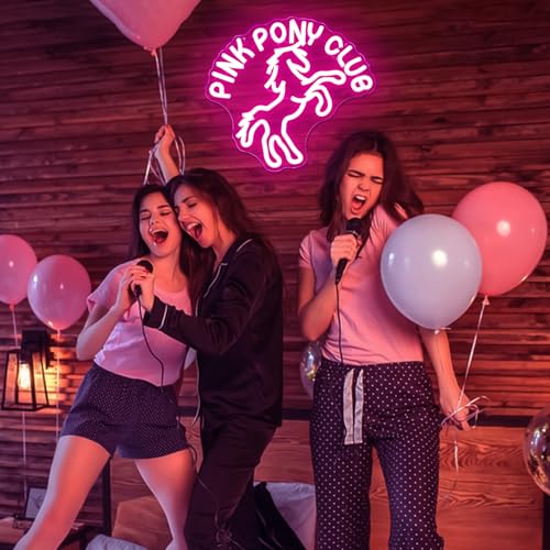 Image of Pink Pony Neon Sign Music Cowgirl Western Neon Lights for Wall Decor Dimmable Pony Club Light Up Sign Midwest Princess Led Signs for Bedroom Wall Bar Pub Gift