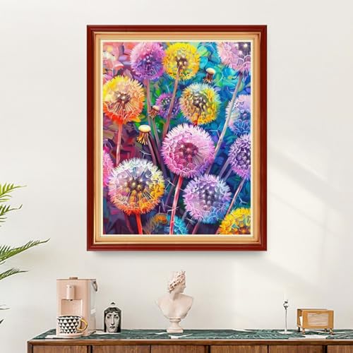 Image of Findvoor Stamped Cross Stitch Kits for Beginners Full Range of Cross Stitching Embroidery Pattern for Adults, 11CT DIY Needlepoint Embroidery Starter Kits-Colorful Dandelion 16x20 inch