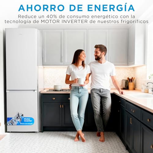 Midea Frigorífico Combi No Frost 55 cm ancho x 180 cm Blanco - Nevera libre instalación 199 L + 71 L Congelador - Refrigerador de bajo consumo con congelador vertical | Color Blanco - imagen 6