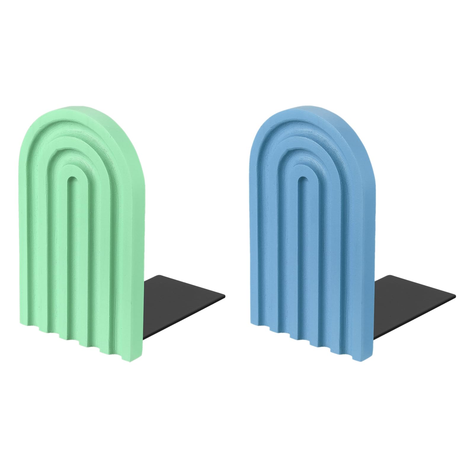 Soportes para libros antideslizantes que evitan caídas organizando estantes con madera de arcoíris