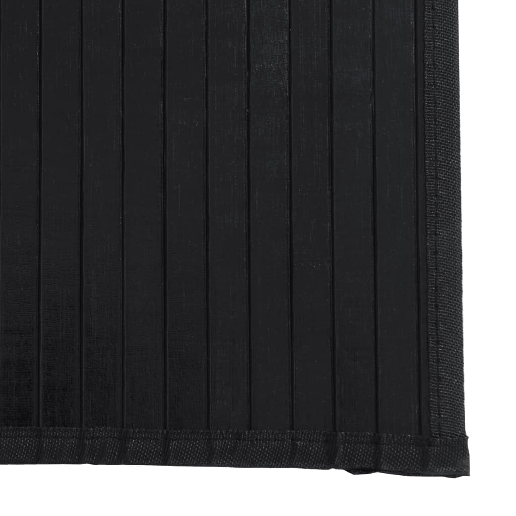 Alfombra rectangular negra 100 x 500 cm de bambú - Alfombra de bambú antideslizante - Alfombra de bambú para cocina y baño