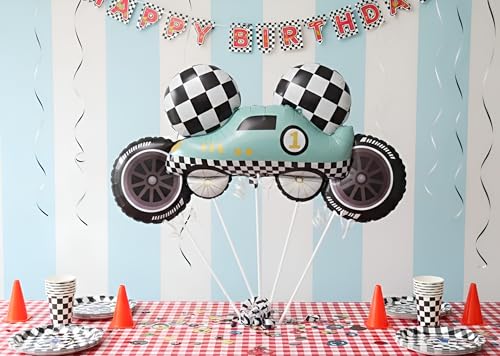 Image of GREATRIL Race Car Foil Balloon Decoration Set for Kids Racing Theme Birthday Party Backdrop Stage and Photo Booth Styling (5 Pcs)