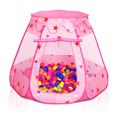 Wilhunter Baby Ball Pit for Toddler with 50 Balls, Kids Pop Up Play Tent for Girls, Princess Toys for Children Indoor & Outdoor Playhouse with Carry Bag (Ball Pit with 50 Balls)