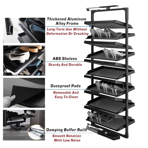 Zapatero giratorio con estante extraíble, armario multicapa, altura Ajustable, organizador Que ahorra espacio para Un almacenamiento eficiente de Zapatos y Una Mejor organización del hogar.