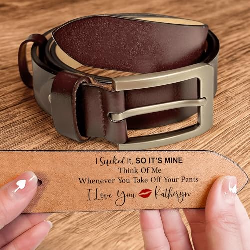 Personalized I Sucked It, So It Mine Leather Belt, Think Of Me Whenever Take Off Your Pants Belt, Custom Name Engraved Belt, Gift for Boyrfriend Husband, Gift for Valentine, Father's Day4