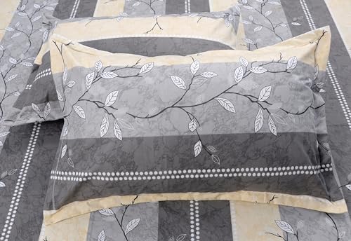 Image of Mafatlal Divine 120 TC Cotton Bedsheet with 2 Pillow Covers for Double /Queen Size Bed, 90x100 Inch - Lava Grey, Elegant & All-Season Comfort