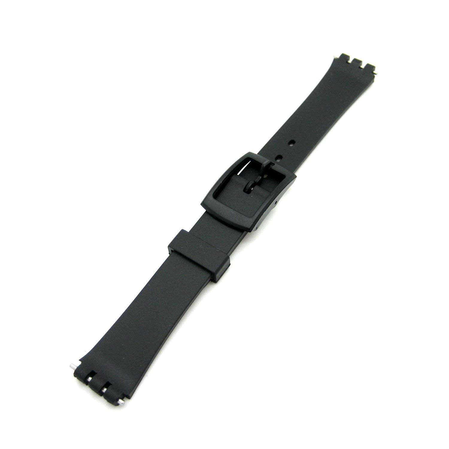 Generic Generic Bracelet en résine pour femme Noir 12 mm (14 mm au total) Compatible avec montre Swatch®