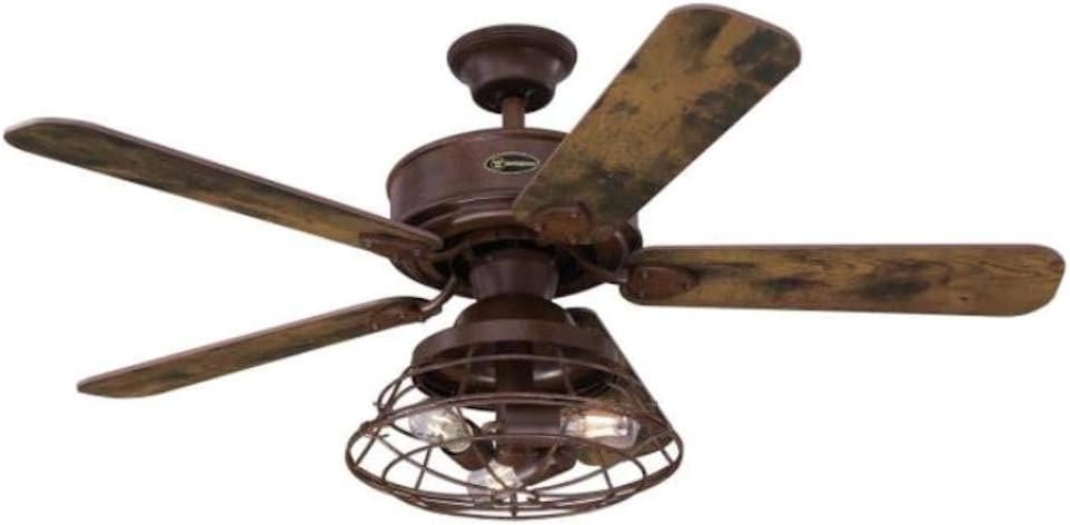 Westinghouse Lighting 7220500 Barnett 48-Inch Barnwood Indoor, Dimmable LED Light Kit with Cage Shade, Remote Control Included Ceiling Fan,