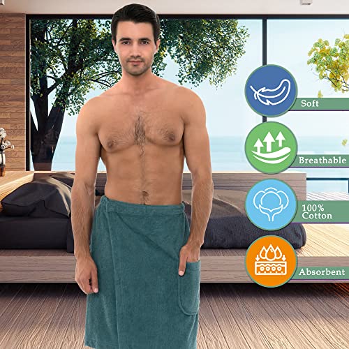 TowelSelections Mens Shower Wrap Adjustable Cotton Terry Bath Gym Cover Up with Snaps3