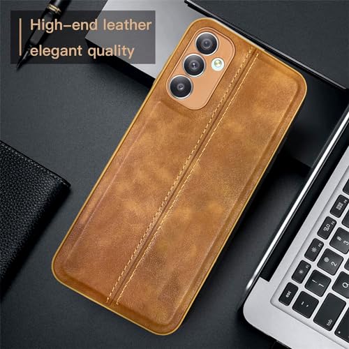 Image of A rtistque Premium Thread Leather Back Cover Case for Samsung Galaxy M54 5G / Samsung Galaxy F54 5G | Drop Protection | Smooth Grip | Raised Camera Edges - Brown