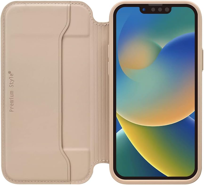Premium Style PG-22RGF02BE Glass Flip Case for iPhone 14 Plus [Beige]