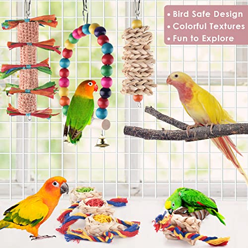 Katumo 6 Pcs Bird Swing Toys, Parrot Chewing Toys Natural Wood Bird Stand Parakeet Perch Conure Hanging Toys Cockatiel Cage Toys For Small Bird Lovebird Budgie Parrotlet #TOP3