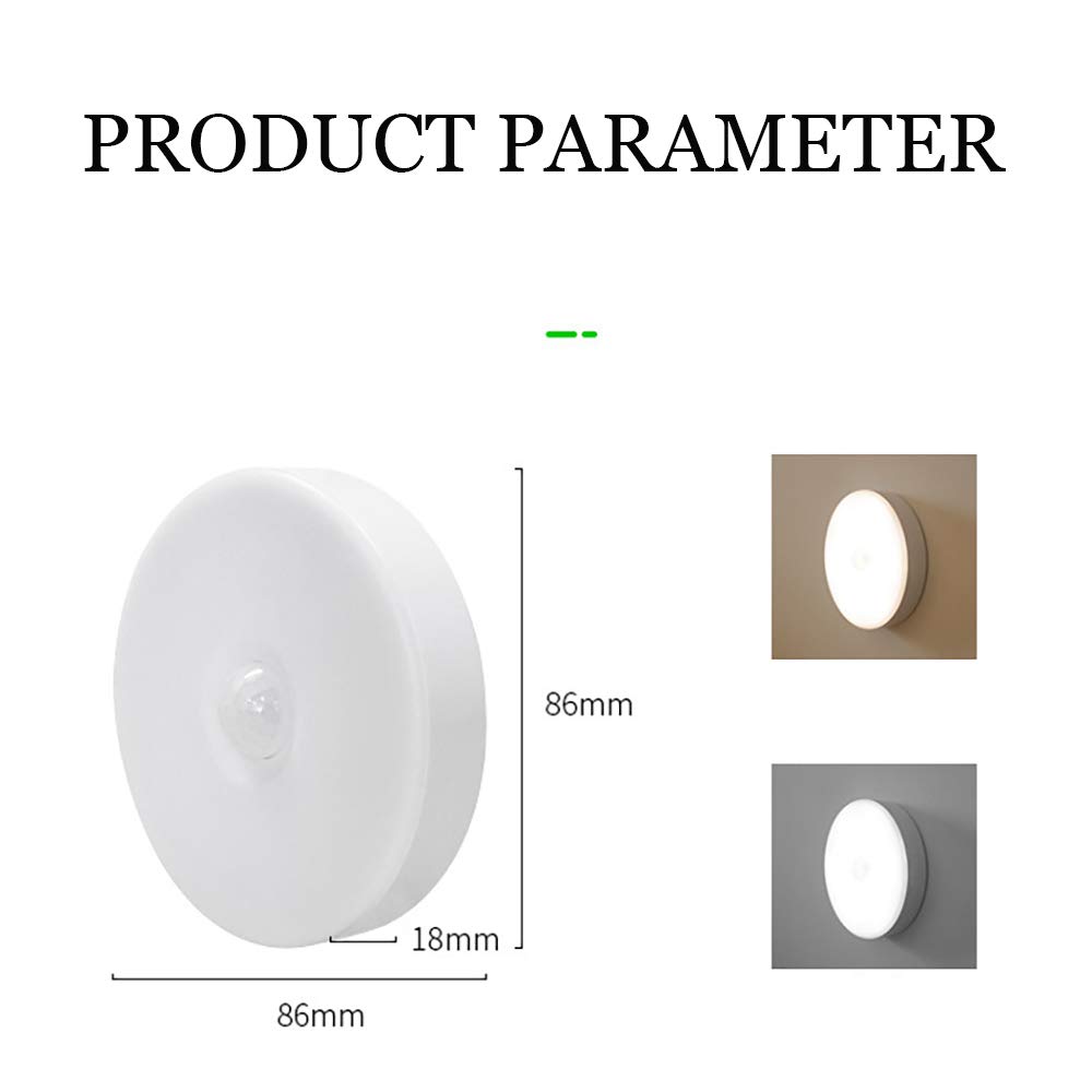 La luz del sensor, Armario de luz, LED portátil noche la luz, carga por USB, Stick-en cualquier lugar de escaleras, luces seguras para pasillo, baño, dormitorio, cocina (Pack de 3),Warm light